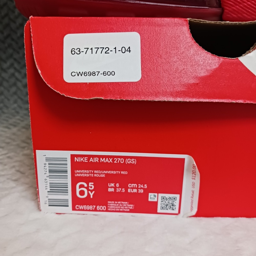 Nike Air Max 270 University Red GS Running Sneakers Shoes Size 6.5Y Women's 8 - Picture 14 of 16